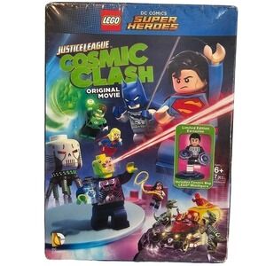 Lego Justice League Cosmic Clash DVD + Lego Minifigure DC Super Heroes Movie